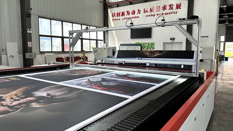 large format sublimated textile laser cutter for banners, flags, graphics, soft signage