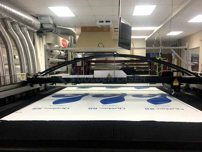 vision laser scanning and cutting printed banners